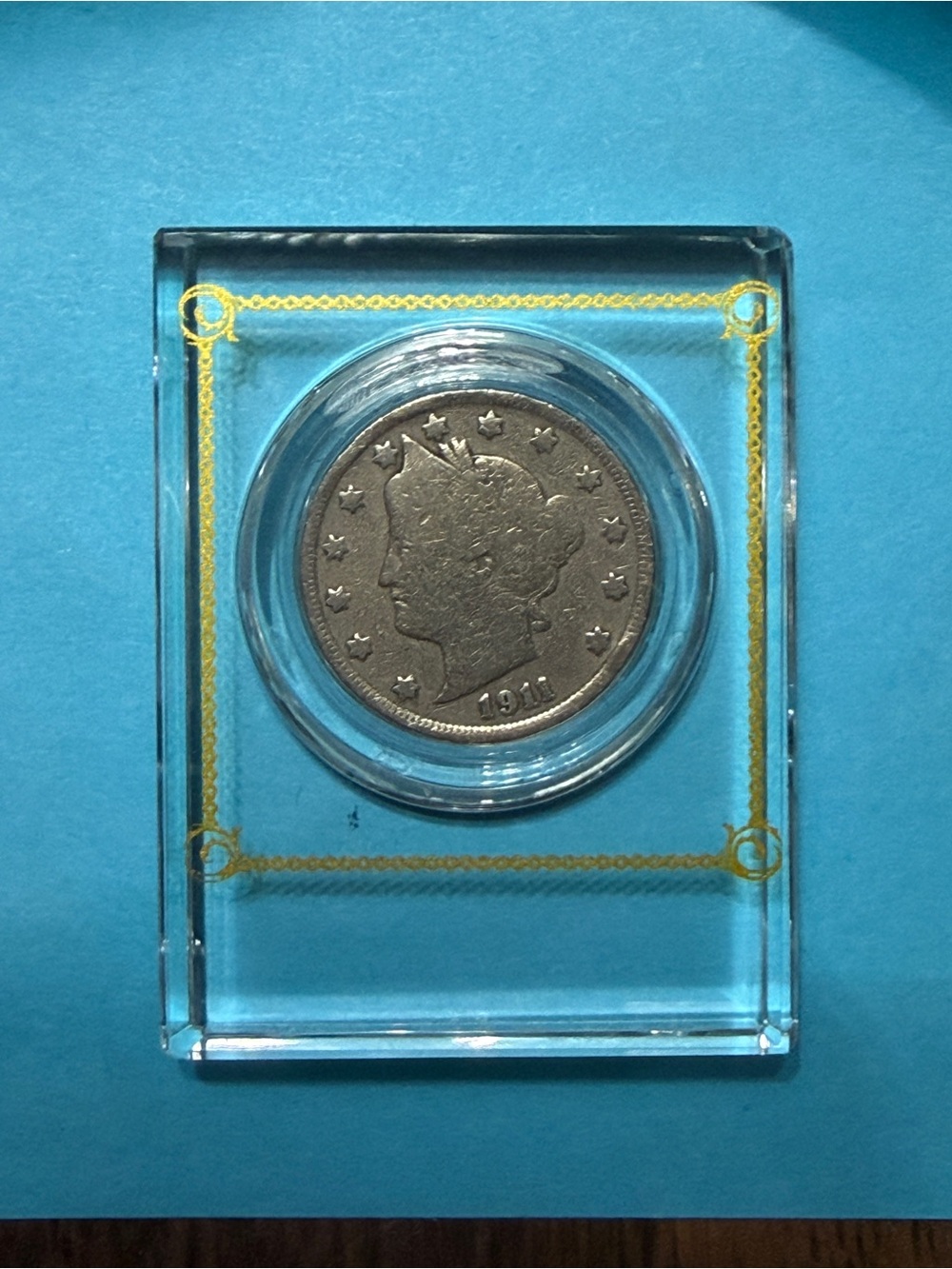 Vintage 1911 Liberty V Nickel CHOICE VF Acrylic Coin Display Holder